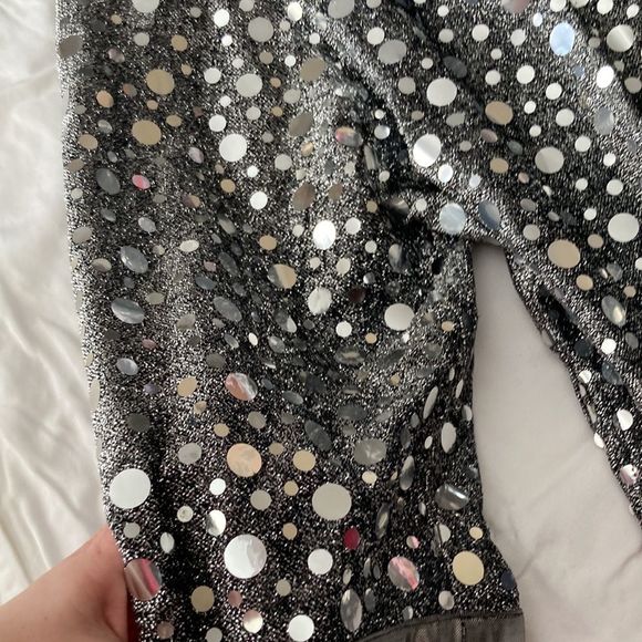 Vintage 1980s 1990s Glitzy Silver Pullover Long Duster Cardigan Disco Top Small - Picture 3 of 12